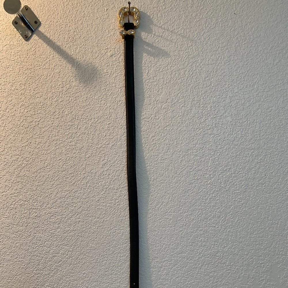 vintage Leatherock black leather belt with jewels
